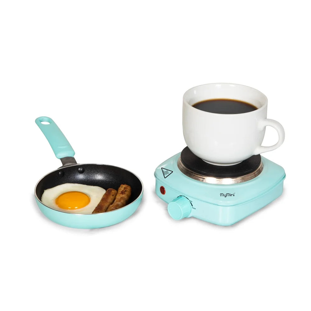 2 Piece Urban Cook Set Non-Stick Frying Pan Temperature Control Hot Plate Compact Cooking Gift College Travel Cooking