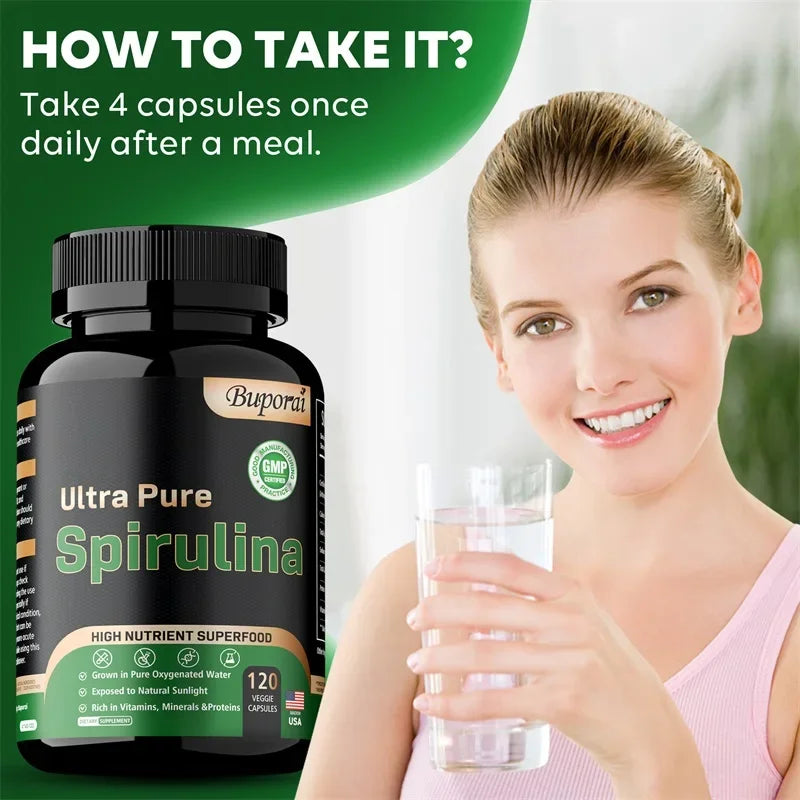 Organic Spirulina Supplement - Detoxification, Nutrition, Immune System Health, Cardiovascular Health, AntioxidantSupplements
