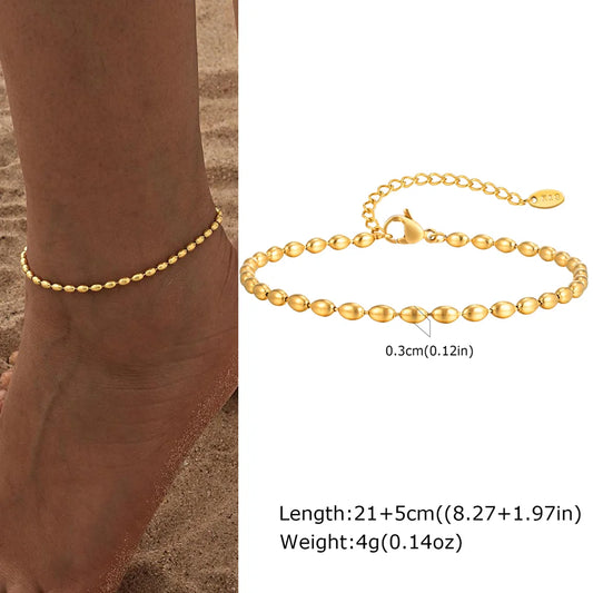 Stainless Steel Heart Anklets for Women, Gold Plated Delicate Anklet Bracelet, Light Luxury Foot Jewelry Party Gifts for Girl