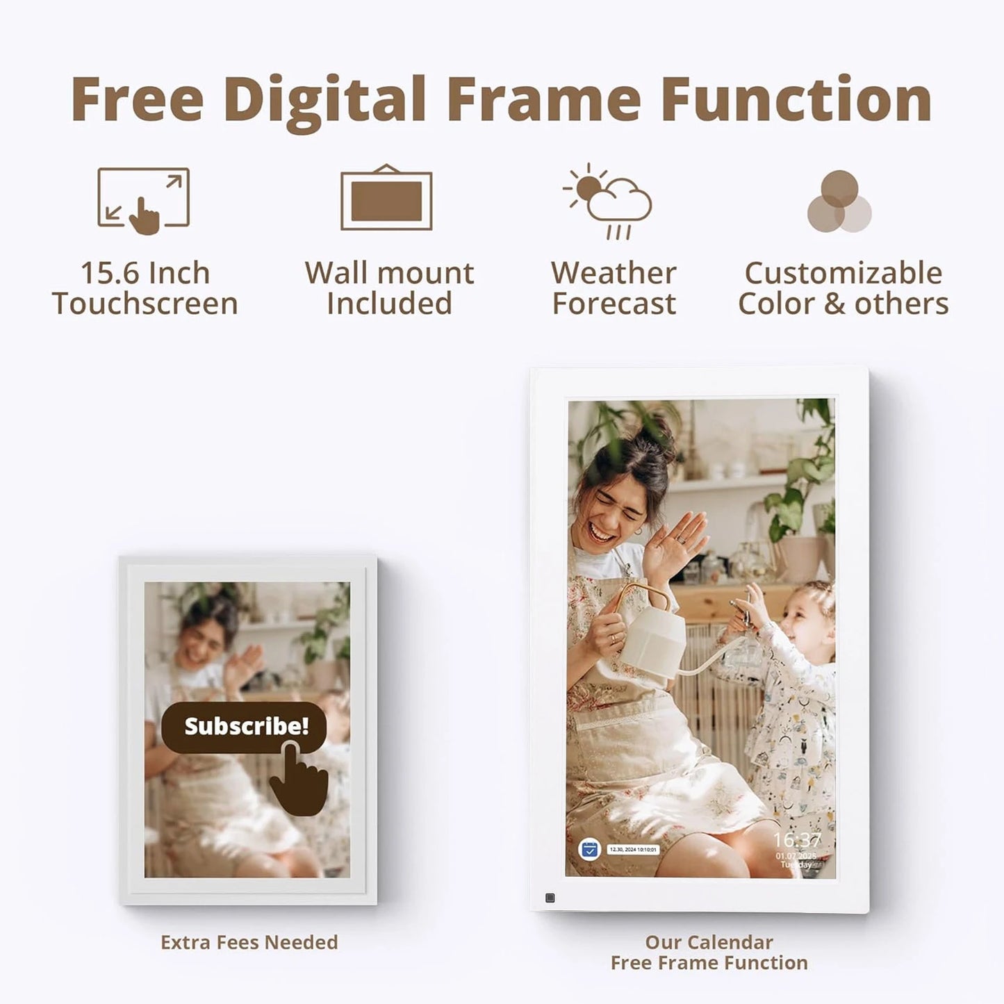 15.6 Inch Wall Planner Digital Calendar Chore Chart Smart Touchscreen Interactive Display for Family Schedules Wall