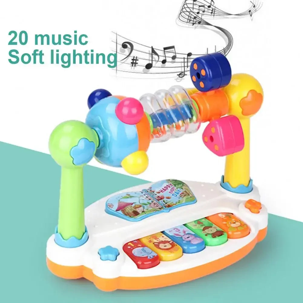 Baby Piano Toys Kids Rotating Music Keyboard Light Sound Musical Toy for Babies Montessori Educational Toy Gift Random Color