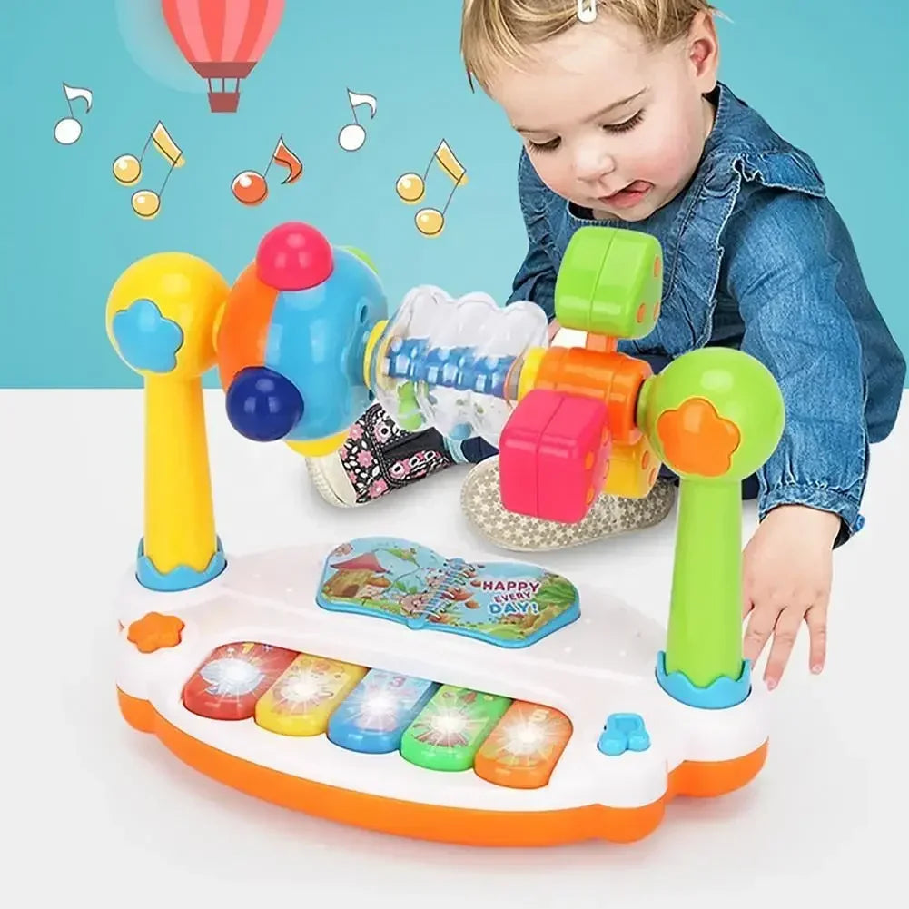 Baby Piano Toys Kids Rotating Music Keyboard Light Sound Musical Toy for Babies Montessori Educational Toy Gift Random Color