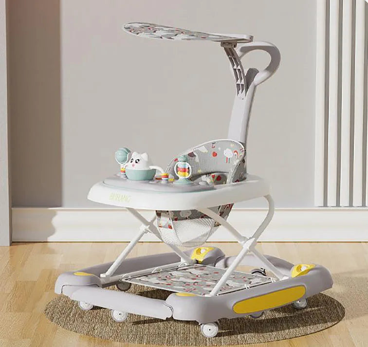 Baby Multi-Functional Comfortable Walker With Awning Anti-Rollover Baby Walker Can Sit Adjust And Shake The Walker For Boy Girls