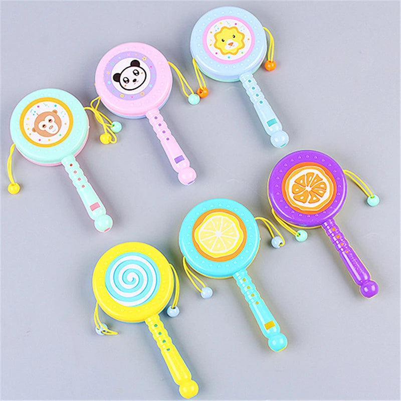 Educational Toys Random 1Pc Baby Cartoon Fruit Animals whistle Rattle Drum Toys Baby Early Education Rattle Toy For Children Kid