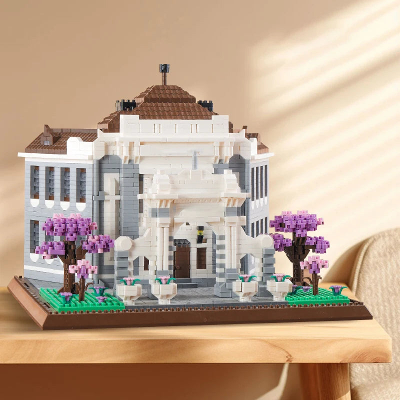 1560 Pieces of Four Famous School Building Blocks, Abs Materials, Mixed Color Building Blocks Assembly, Famous School Building B