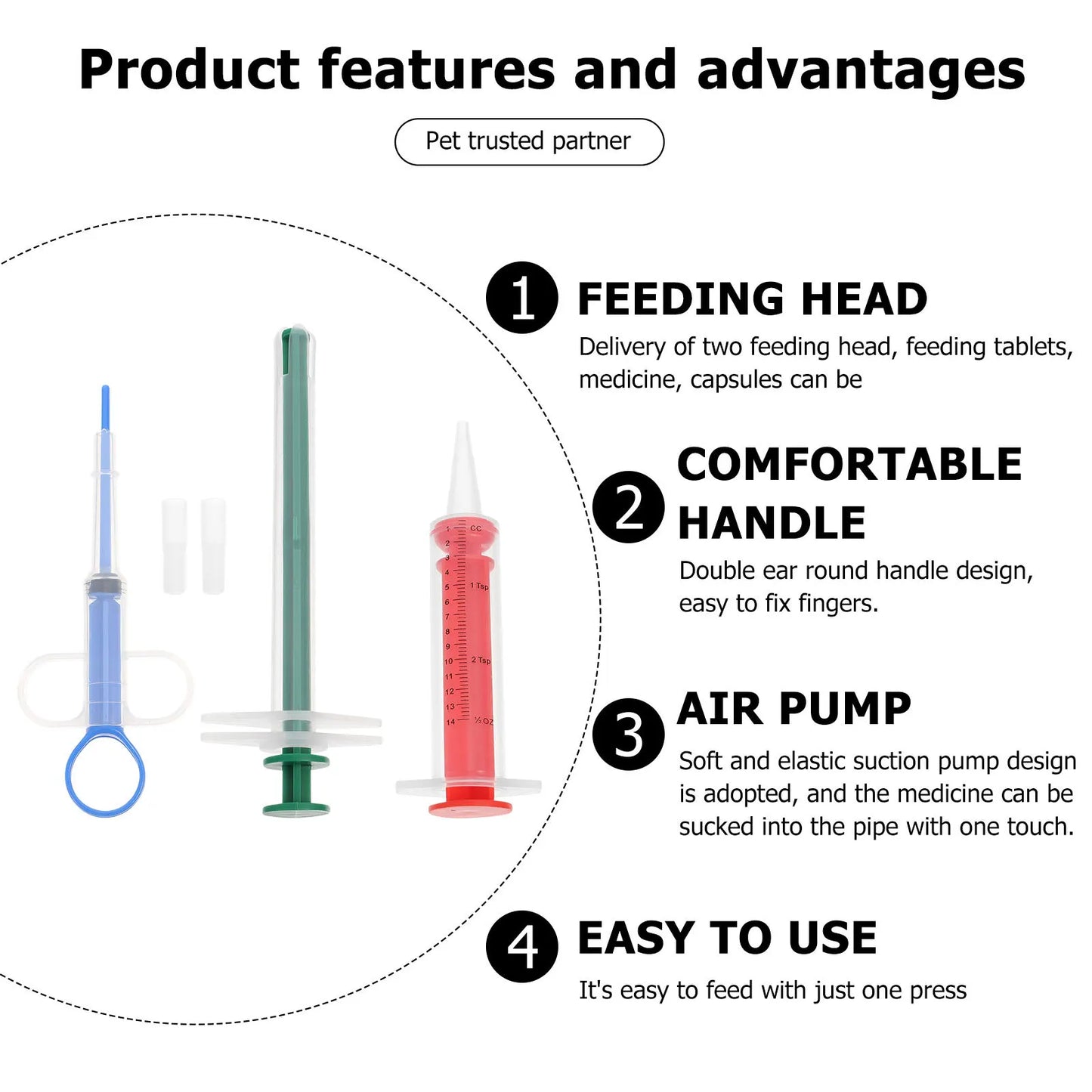 2 Sets Pet Pill Feeders Durable Safe Pet Medicine Feeders for Cats Dogs Practical Capsule Dispensers Oral Feeding Tools