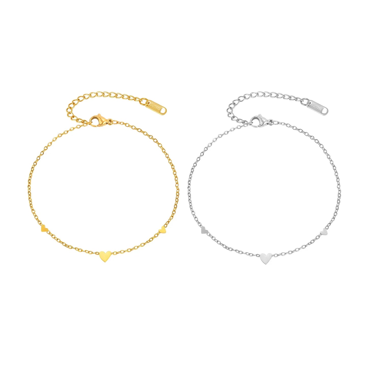 Stainless Steel Heart Anklets for Women, Gold Plated Delicate Anklet Bracelet, Light Luxury Foot Jewelry Party Gifts for Girl