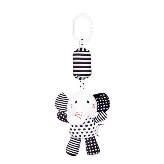 Stroller Bed Hanging Bell Plush Doll Baby Infant Rattles Newborn Black White Visual Grab Ability Training Toys