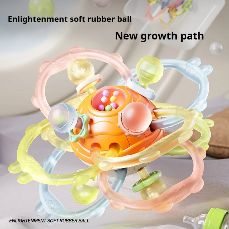 Baby Toy Manhattan Round Ball Soft Silicone Hand Grab Ball Rattle Infant Chewable Teethers Toys For Infant 0-12months