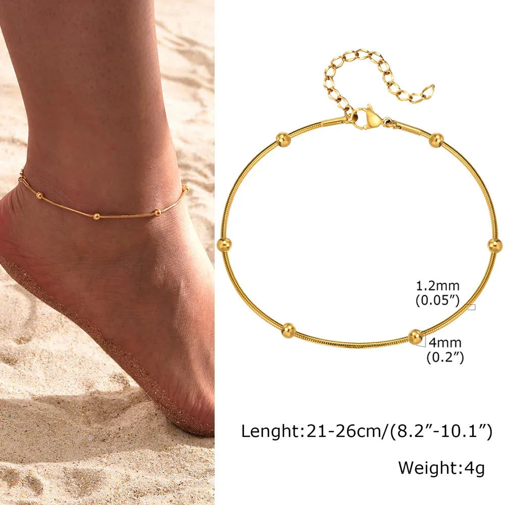 Stainless Steel Heart Anklets for Women, Gold Plated Delicate Anklet Bracelet, Light Luxury Foot Jewelry Party Gifts for Girl