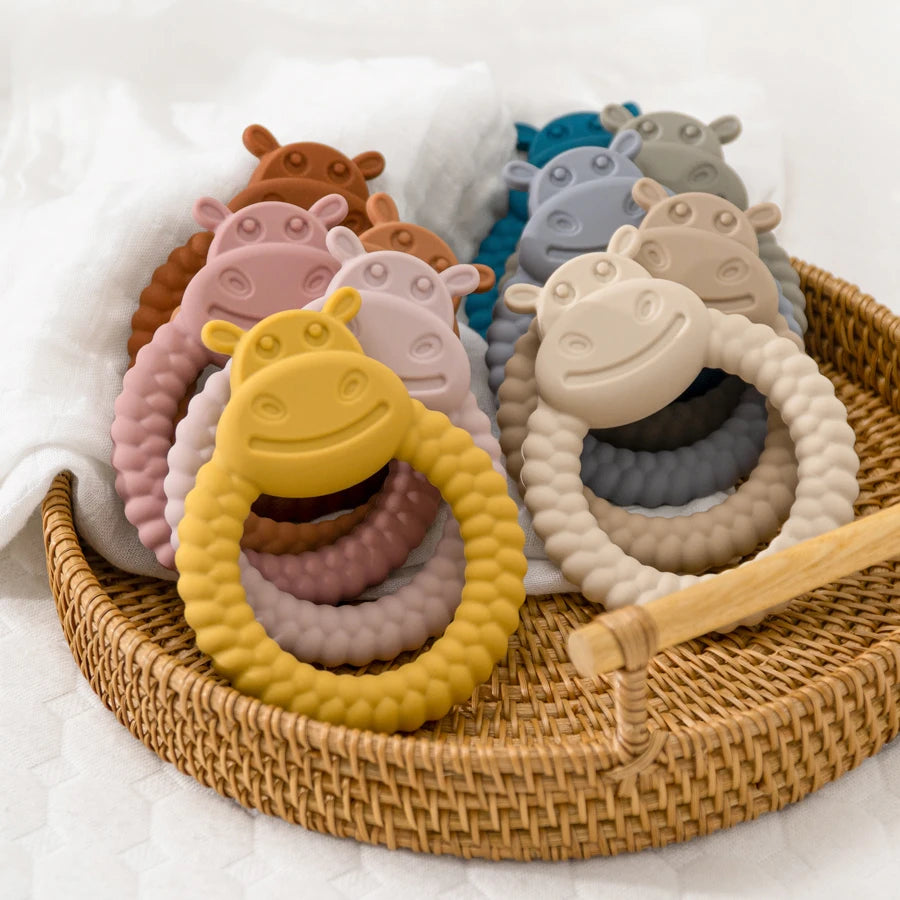 Baby Hand-Held Toys Silicone Ring Teether Toys Particle Feel Molar Chewing Gadget Newborn Oral Care Stop Sucking Accessories