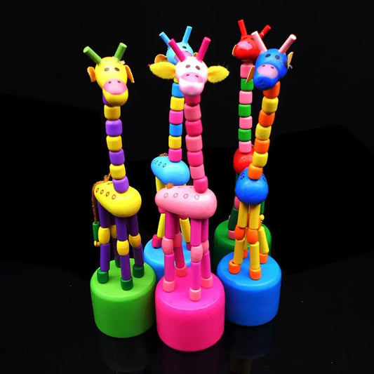 Baby Funny Decoration Standing Garden Home Colorful Toys Party Wooden Cartoon Swing Giraffe Rocking Dancing Giraffe Toy