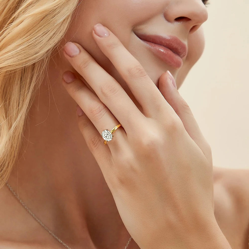 ATTAGEMS Oval cut 9*7mm2CT DVVS Moissanite Ring 925 Sterling Silver for Women Wedding Jewelry High Quality Shipping from the USA