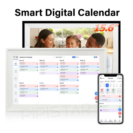15.6 inch Smart Digital Calendar Chore Chart Wall Touchscreen Display for Family Schedules Digital Photo Frame Home Assistant