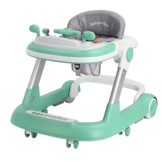 2-in-1 Baby Walker - Foldable, Height-Adjustable Push Cart with Anti-Roll Design , Stylish Baby Gear for 6-18 Months