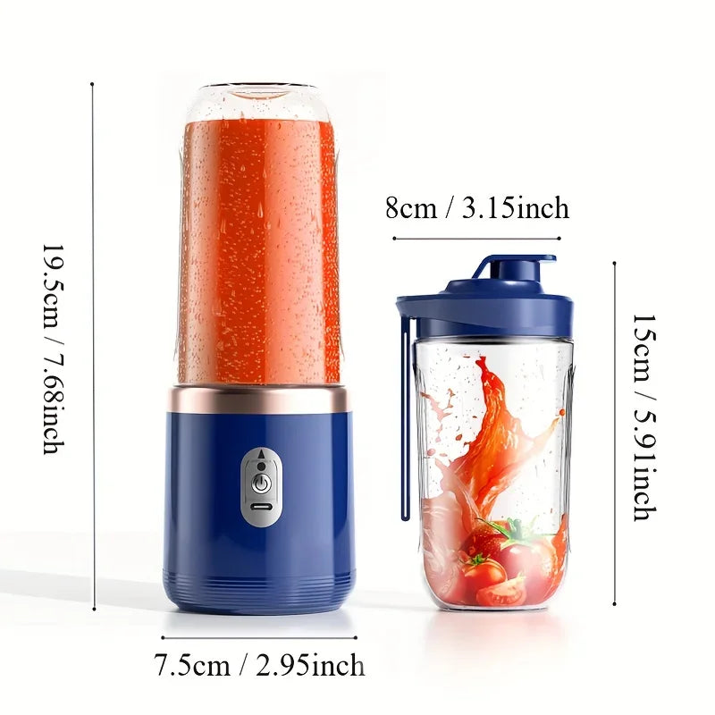 400ML Portable Blender Bottle Electric 6 Blades Multifunction USB Juice Smoothie Maker with Ice Crush Cup Food Processor