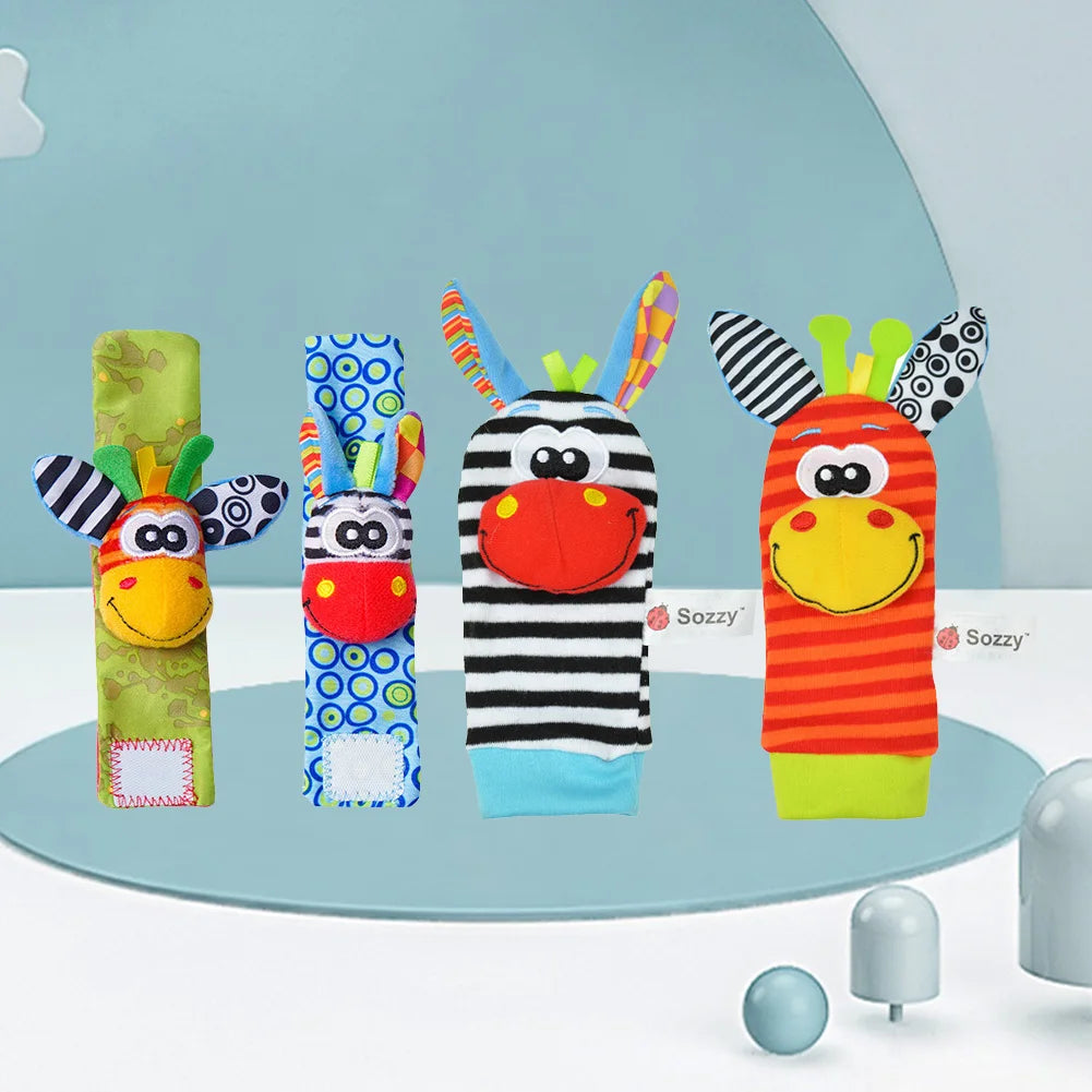 Cute Wrist Strap Rattles Socks Colorful Writleband Rattle Adjustable Brain-Development for 0-12 Months Baby