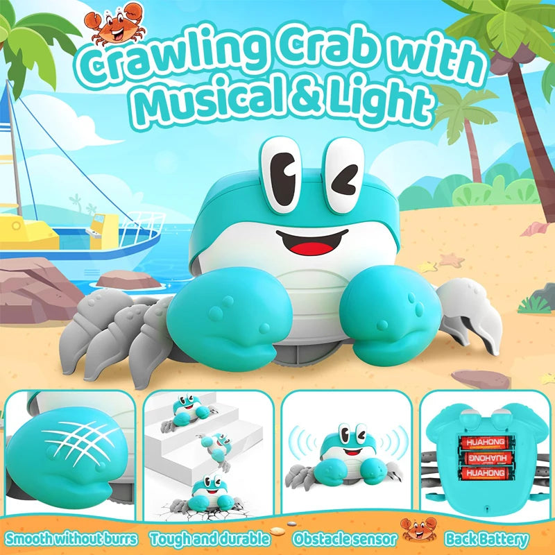 Crawling Crab Baby Toys Sensory Interactive Music Gifts for Boy Girl Toddler Escape Induction Sound Development Toy