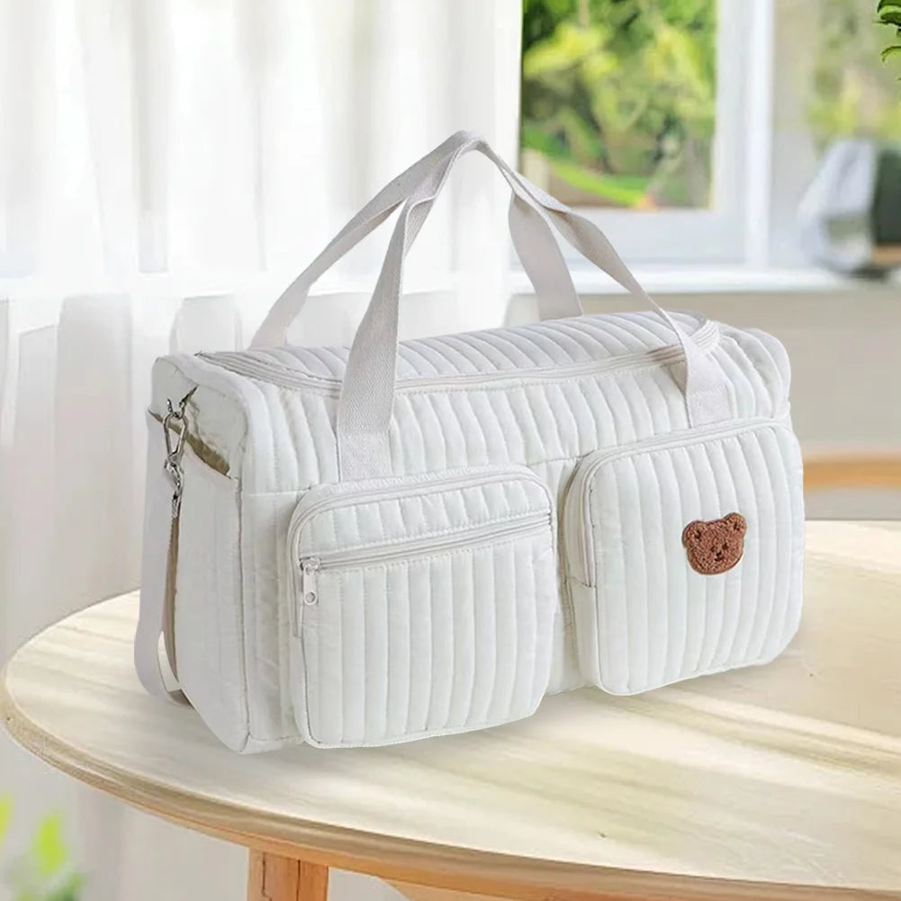 Quilted Baby Diaper Bag Large Capacity Weekender Bag Travel Bag for Hospital and Weekender Travel