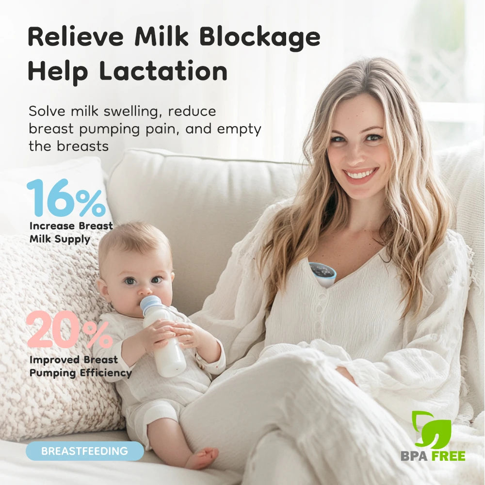 MAMIJOY 2PCS Wearable Electric Breast Pumps 40dB Low Noise 4 Modes＆12 Levels Hands Free Breast Pump Free 19/24mm Flange EB26D