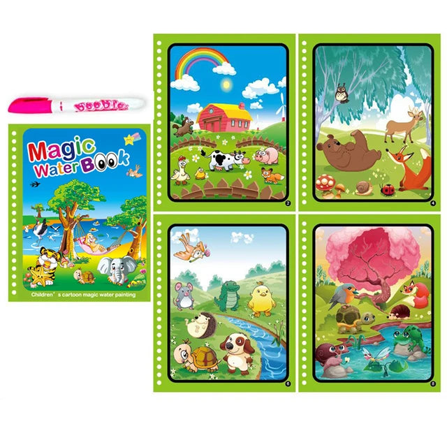 Children Learning  Education Toy Magic Water Book with Pen Baby Montessori Toys Drawing Coloring Books for Kids 2 to 4 Years Old