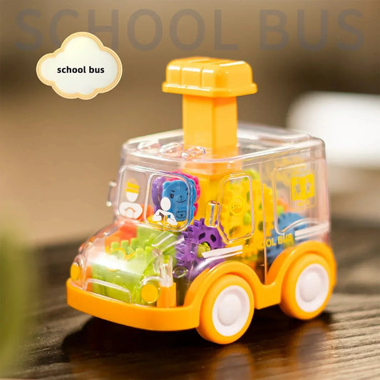 Baby Toy Cartoon Press Gear Car Toy Inertia Pull-back Transparent Car Inertia Rebound Car Birthday Gifts for Kids Boys and Girls
