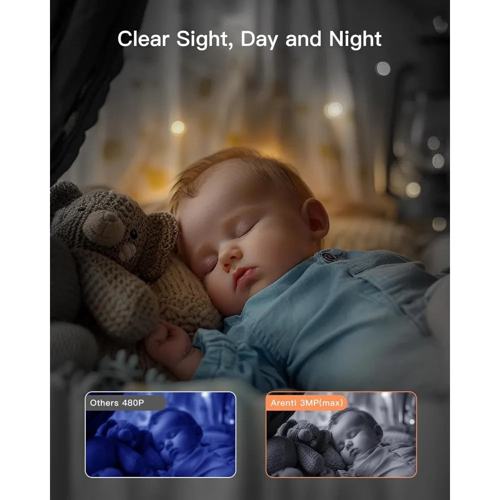 Baby Monitor with 2 Cameras, 2K/3MP WiFi 6 Camera and Audio, 5-inch Wireless Screen, Smartphone App, Super Night Vision, Crying