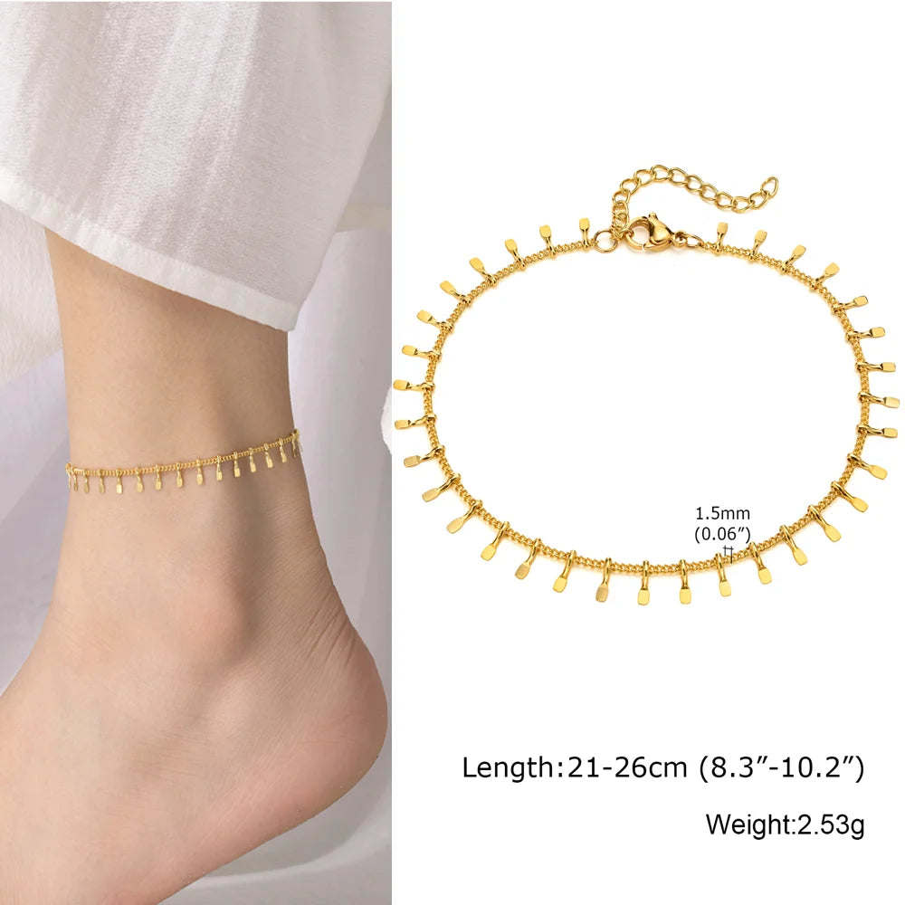 Stainless Steel Heart Anklets for Women, Gold Plated Delicate Anklet Bracelet, Light Luxury Foot Jewelry Party Gifts for Girl