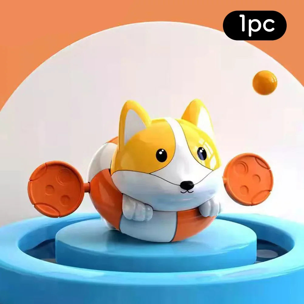 Baby takes a bath and plays in the water, Submarine, winding up animal chain, playing in the bathroom, children's toys