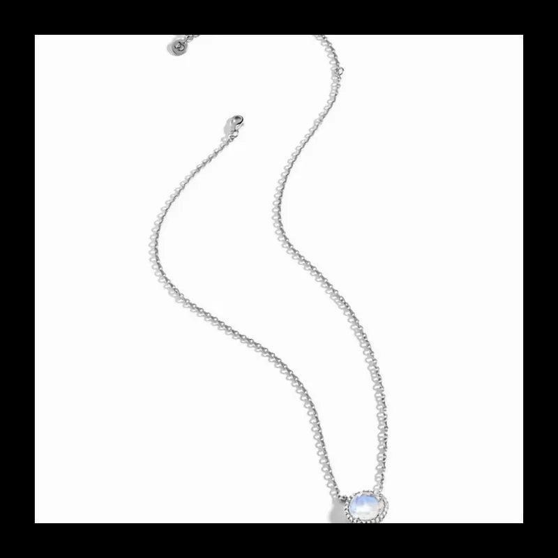 Hot Sale Sterling Silver Round Moonstone Charm Necklace Women's Fashion Versatile Luxury Exquisite Jewelry