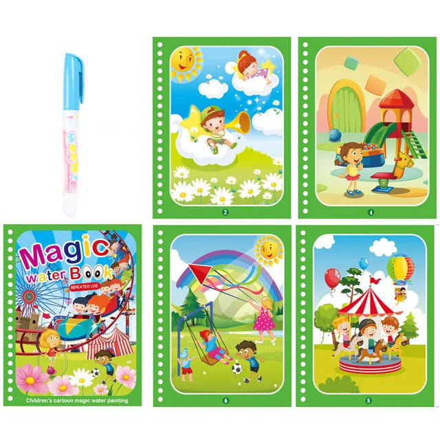 Children Learning  Education Toy Magic Water Book with Pen Baby Montessori Toys Drawing Coloring Books for Kids 2 to 4 Years Old