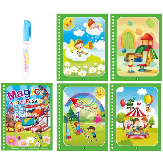 Children Learning  Education Toy Magic Water Book with Pen Baby Montessori Toys Drawing Coloring Books for Kids 2 to 4 Years Old