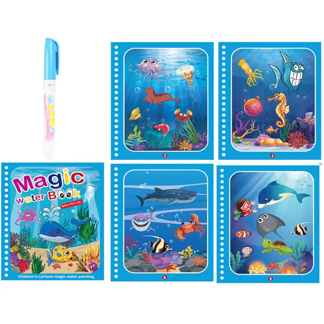 Children Learning  Education Toy Magic Water Book with Pen Baby Montessori Toys Drawing Coloring Books for Kids 2 to 4 Years Old