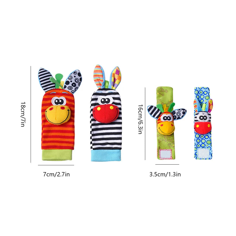 Cute Wrist Strap Rattles Socks Colorful Writleband Rattle Adjustable Brain-Development for 0-12 Months Baby