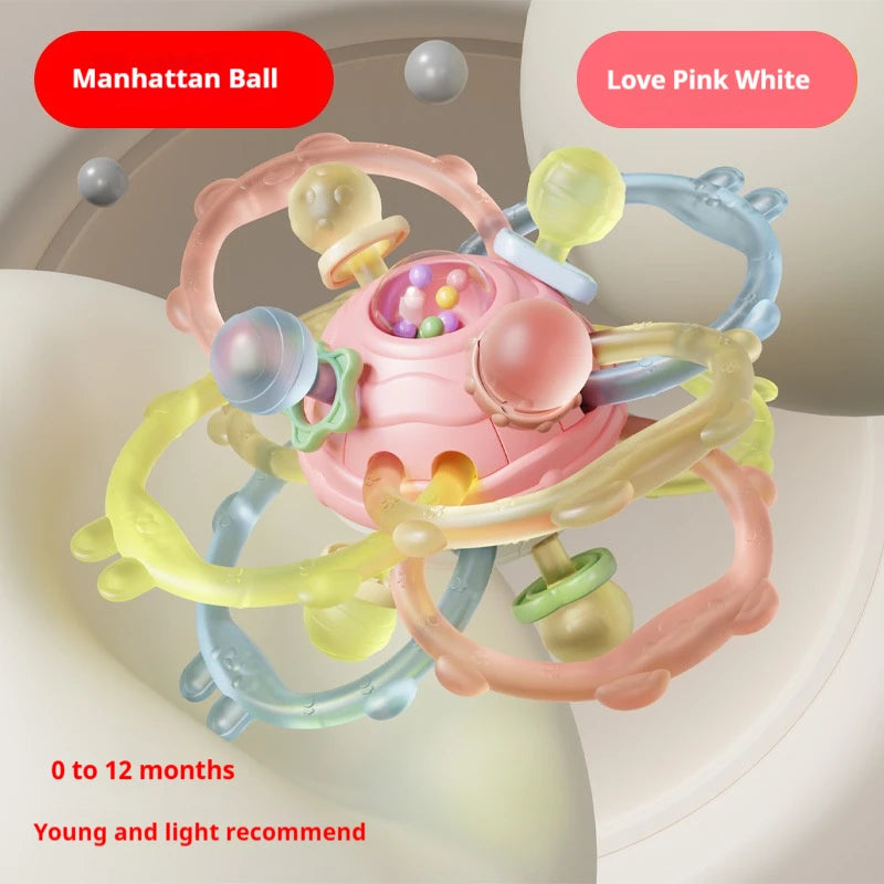Baby Toy Manhattan Round Ball Soft Silicone Hand Grab Ball Rattle Infant Chewable Teethers Toys For Infant 0-12months