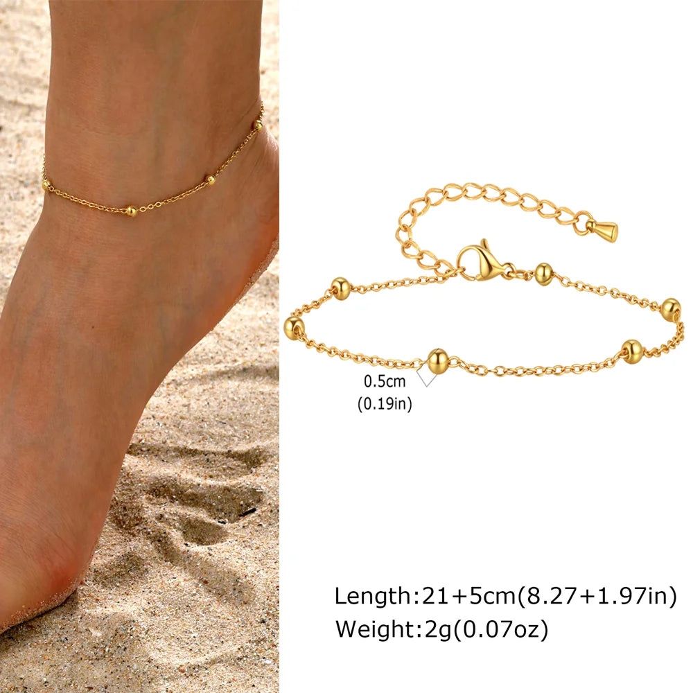 Stainless Steel Heart Anklets for Women, Gold Plated Delicate Anklet Bracelet, Light Luxury Foot Jewelry Party Gifts for Girl